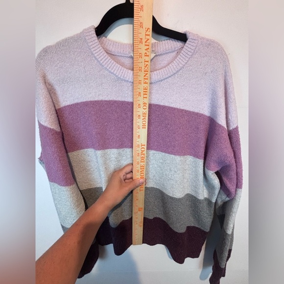 Time and Tru XXL Women’s Sweater – Purple Gray Colorblock Stripe Pullover - Picture 10 of 12